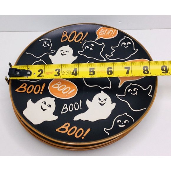 3 Salad Plates Eli + Ana Halloween Melton Ghost Boo Ceramic 8" NEW - Picture 4 of 4